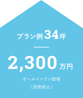 プラン例34坪 2,230万円 オールインワン価格(消費税込)